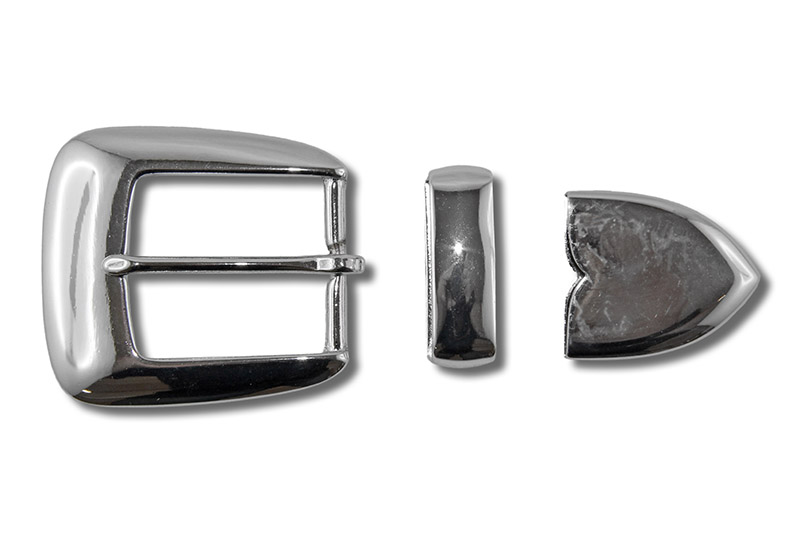 Gürtelschnallen Set, Messing, versilbert, 32 mm