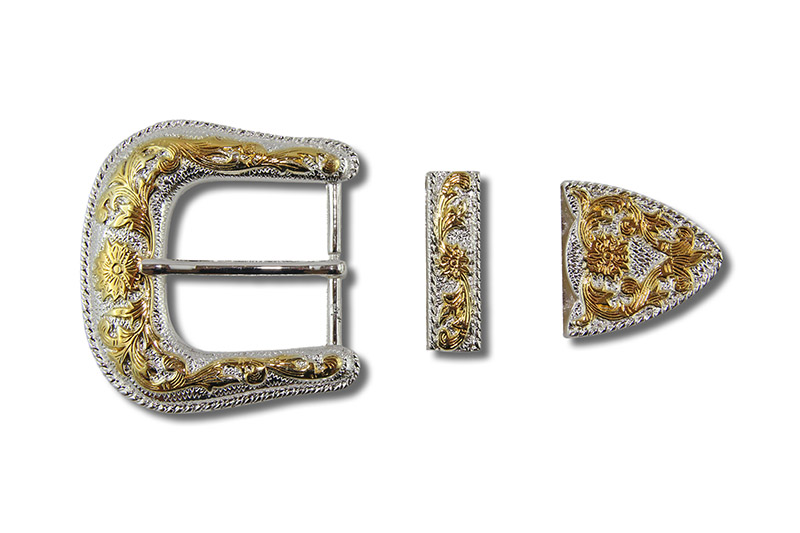 IV_1881-01_2 Gürtelschnallen Set, Viktorianisch Silber / Gold
